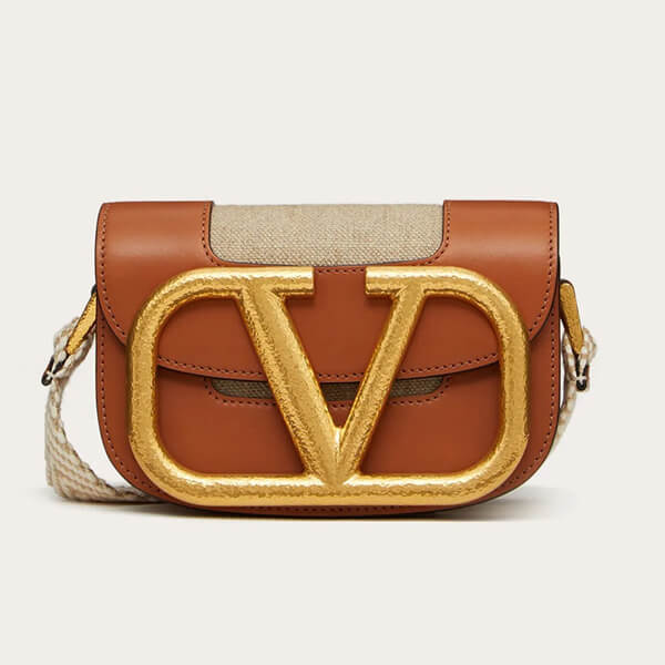 VALENTINO☆クロスボディBAG SUPERVEE リネンXレザー コピー 